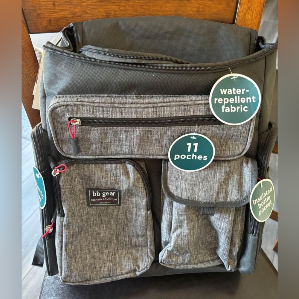 Grey diaper backpack